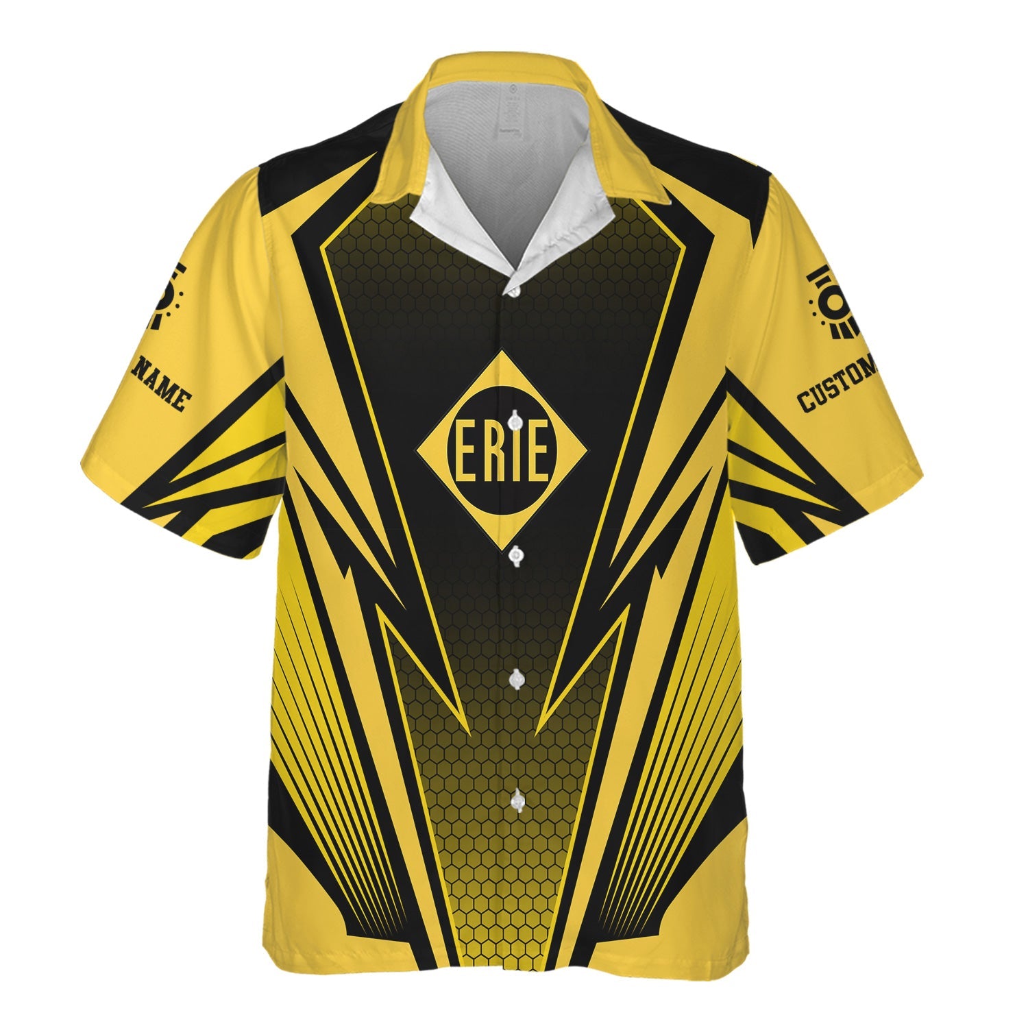 Railspirit Personalized Erie Railroad Hawaiian Shirt Lightning Graphic Style Shirt Gift Idea For Train Lover