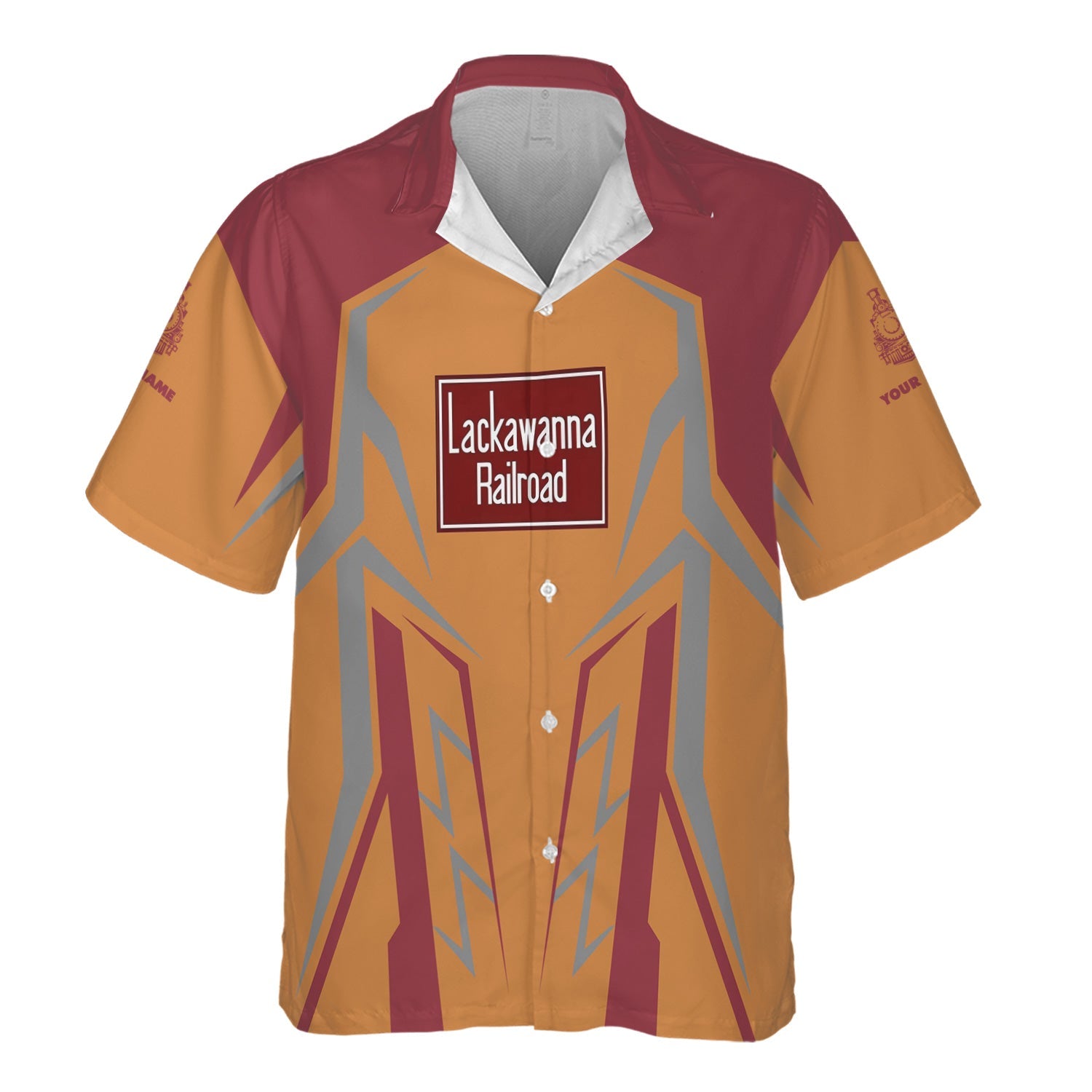 Railspirit Personalized Delaware, Lackawanna and Western Railroad Hawaiian Shirt Futuristic Design with Custom Job DL&W Train Shirt