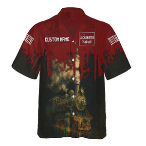 Railspirit Personalized Delaware, Lackawanna and Western Railroad Hawaiian Shirt Vintage Train Art Style DL&W Shirt For Locomotive Fans