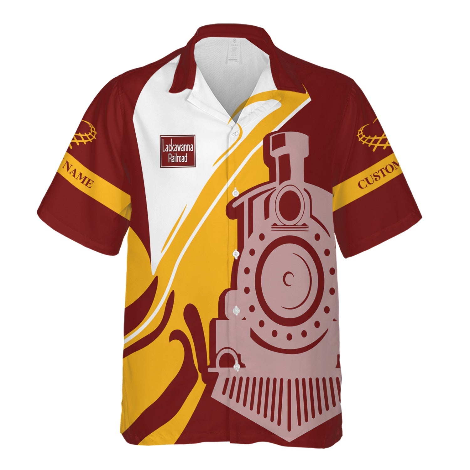 Railspirit Personalized Delaware, Lackawanna and Western Railroad Hawaiian Shirt Flame-Inspired Style DL&W Shirt Gift Idea For Train Lovers