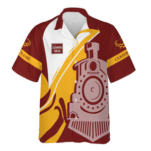 Railspirit Personalized Delaware, Lackawanna and Western Railroad Hawaiian Shirt Flame-Inspired Style DL&W Shirt Gift Idea For Train Lovers