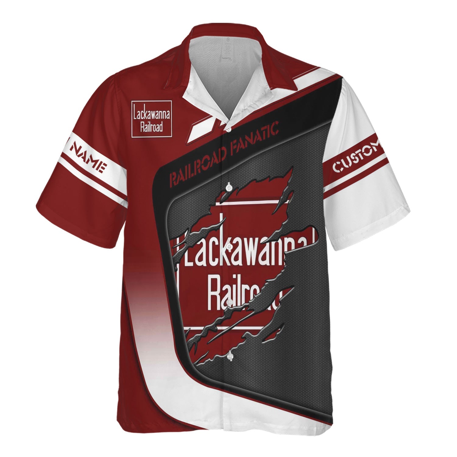Railspirit Personalized Delaware, Lackawanna and Western Railroad Hawaiian Shirt Ripped Texture Style DL&W Train Shirt For Railroad Fanatic