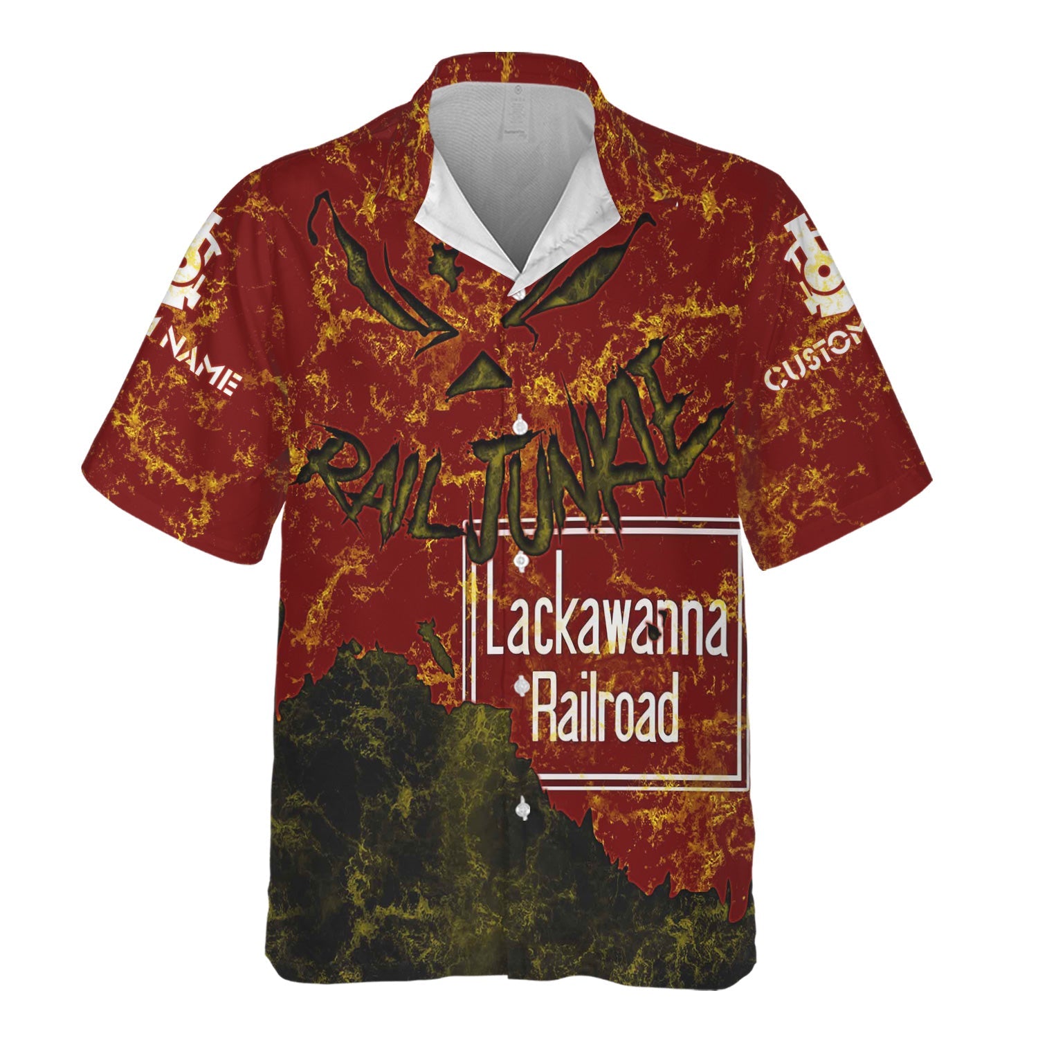 Railspirit Personalized Delaware, Lackawanna and Western Railroad Hawaiian Shirt Torn Graphic Style DL&W Train Shirt For Rail Junkie