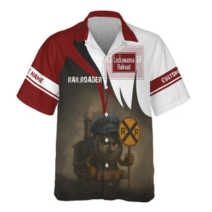 Railspirit Personalized Delaware, Lackawanna and Western Railroad Hawaiian Shirt Angry Train DL&W Hawaiian Shirt Gift Idea For Train Lover