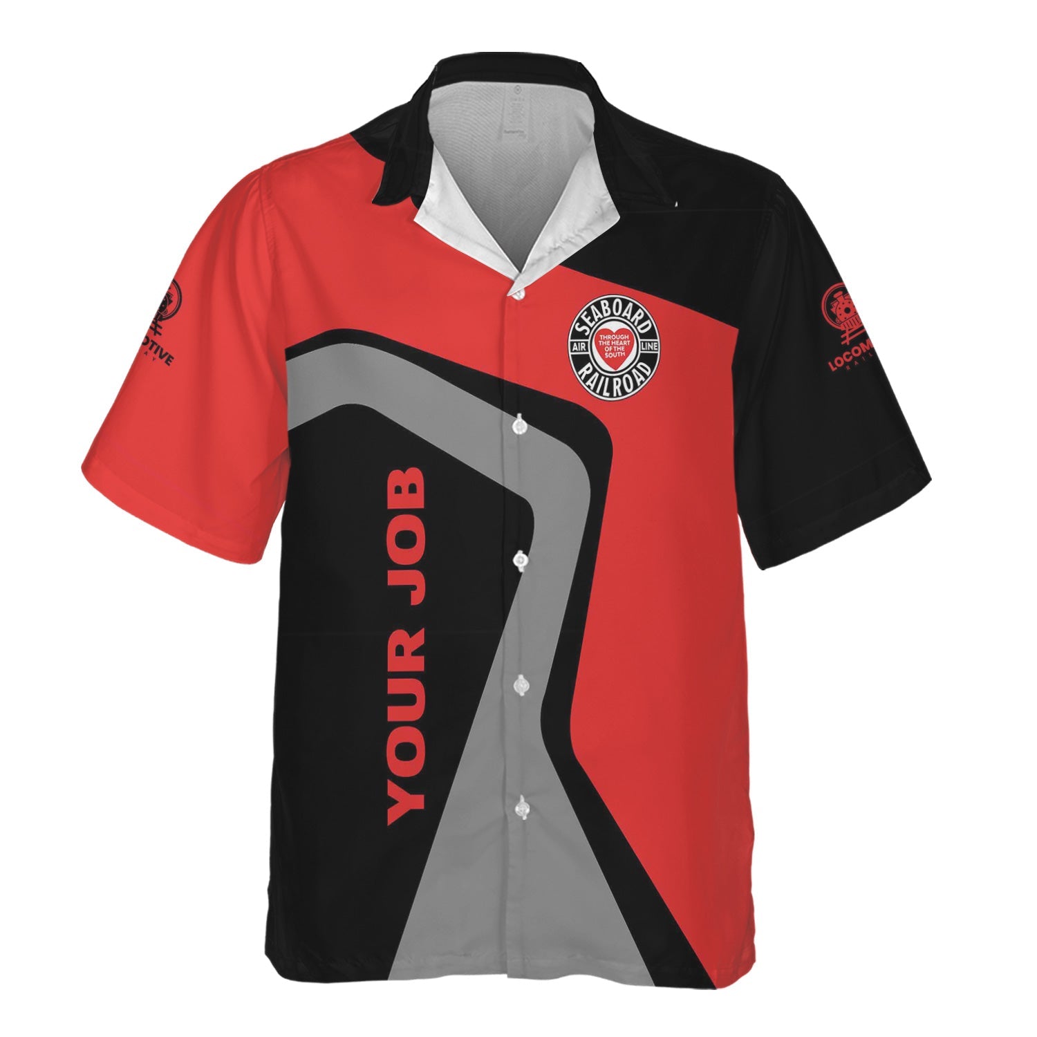 Railspirit Personalized Seaboard Air Line Railroad Hawaiian Shirt Unique Design with Custom Job Position Train Shirt