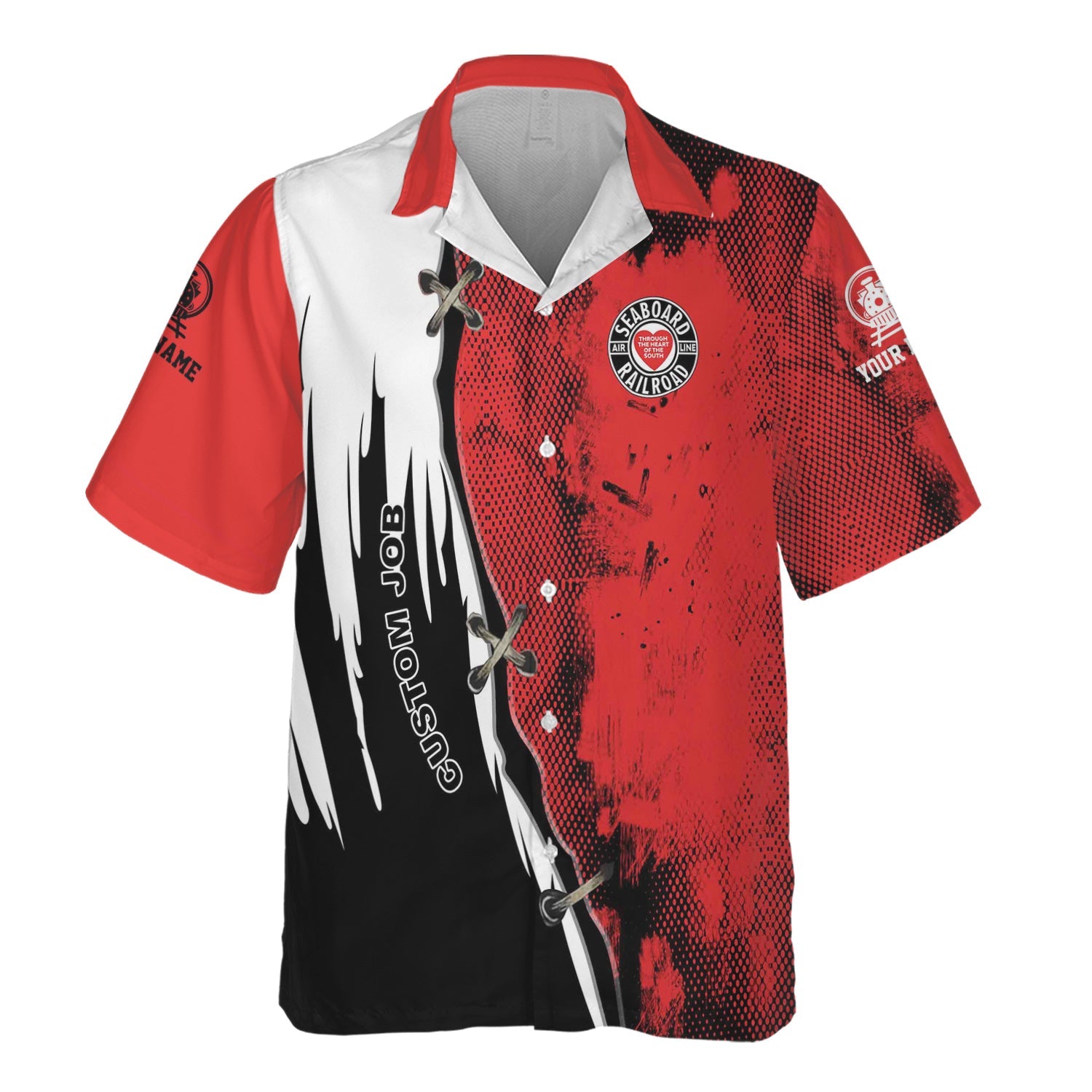 Railspirit Personalized Seaboard Air Line Railroad Hawaiian Shirt Retro Stitches Design with Custom Position Train Shirt