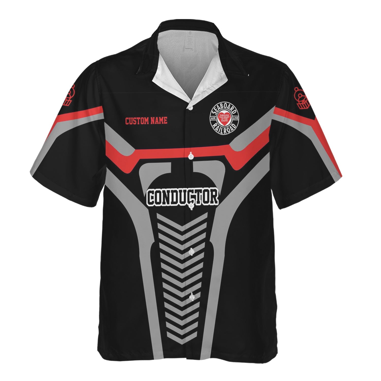 Railspirit Personalized Seaboard Air Line Railroad Hawaiian Shirt Track-Inspired with Custom Job Position Train Shirt