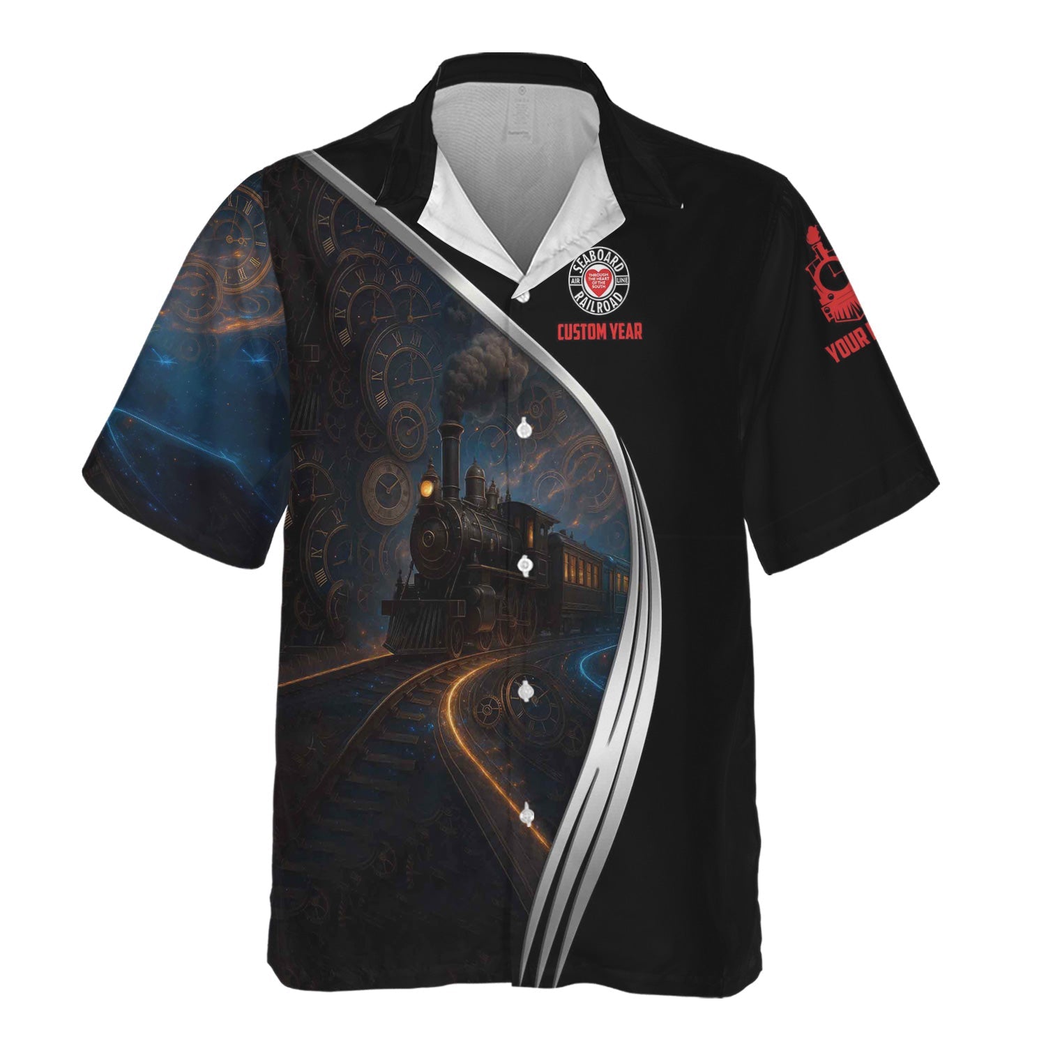 Railspirit Personalized Seaboard Air Line Railroad Hawaiian Shirt Steampunk Locomotive with Custom Year Train Shirt