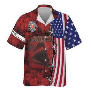 Railspirit Personalized Seaboard Air Line Railroad Hawaiian Shirt Retro American Express Train With USA Flag Shirt