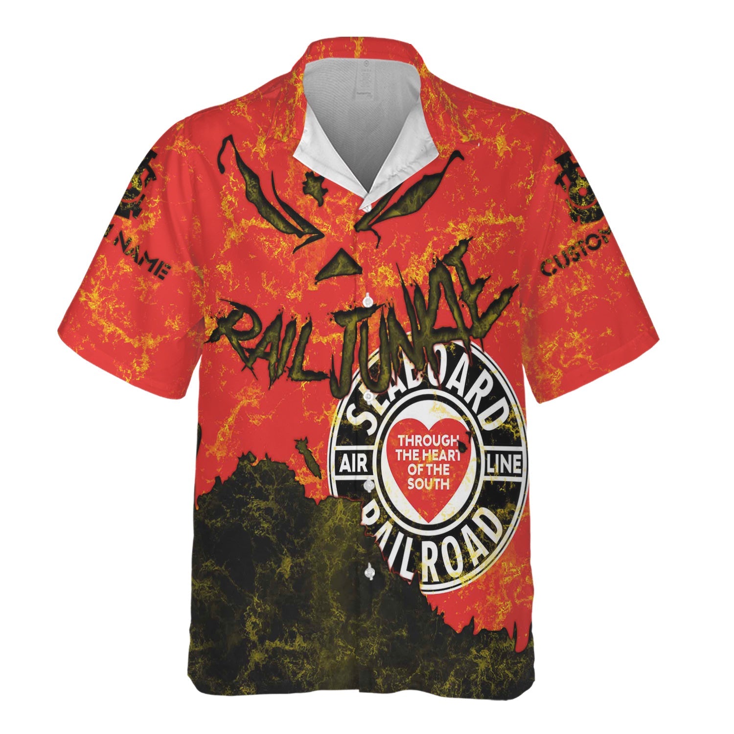 Railspirit Personalized Seaboard Air Line Railroad Hawaiian Shirt Torn Graphic Style Train Shirt For Rail Junkie