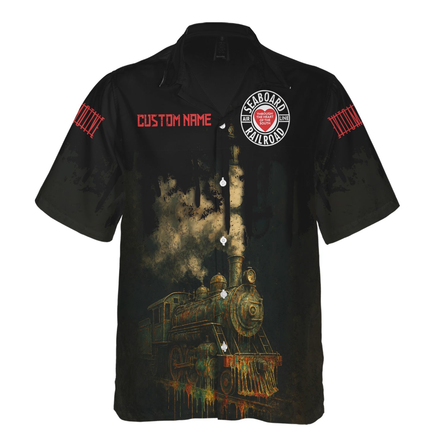 Railspirit Personalized Seaboard Air Line Railroad Hawaiian Shirt Vintage Train Art Style Shirt For Locomotive Fans
