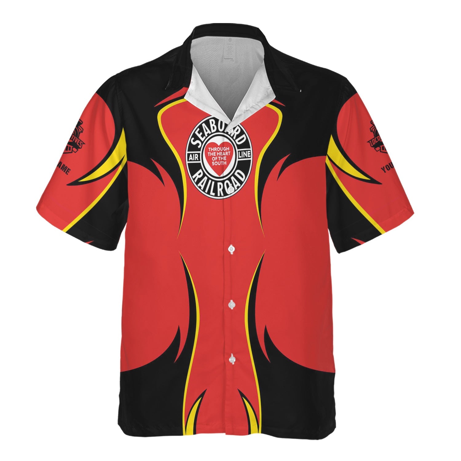 Railspirit Personalized Seaboard Air Line Railroad Hawaiian Shirt Distinctive Flame Style Shirt For Steam Engine Addict