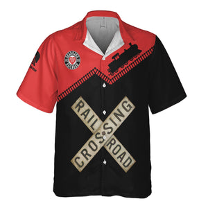 Railspirit Personalized Seaboard Air Line Railroad Hawaiian Shirt Railroad Crossing DL&W Printed Train Track Shirt