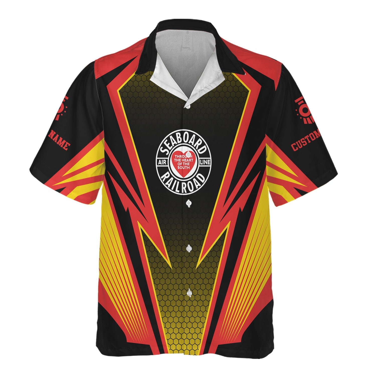 Railspirit Personalized Seaboard Air Line Railroad Hawaiian Shirt Lightning Graphic Style Shirt Gift Idea For Train Lover