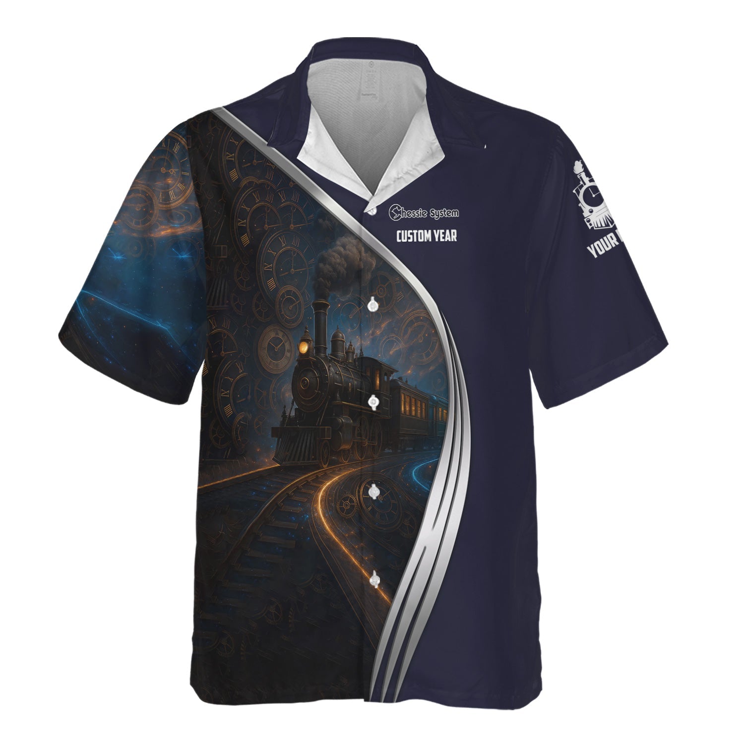 Railspirit Personalized Chessie System Railroad Hawaiian Shirt Steampunk Locomotive with Custom Year Train Shirt