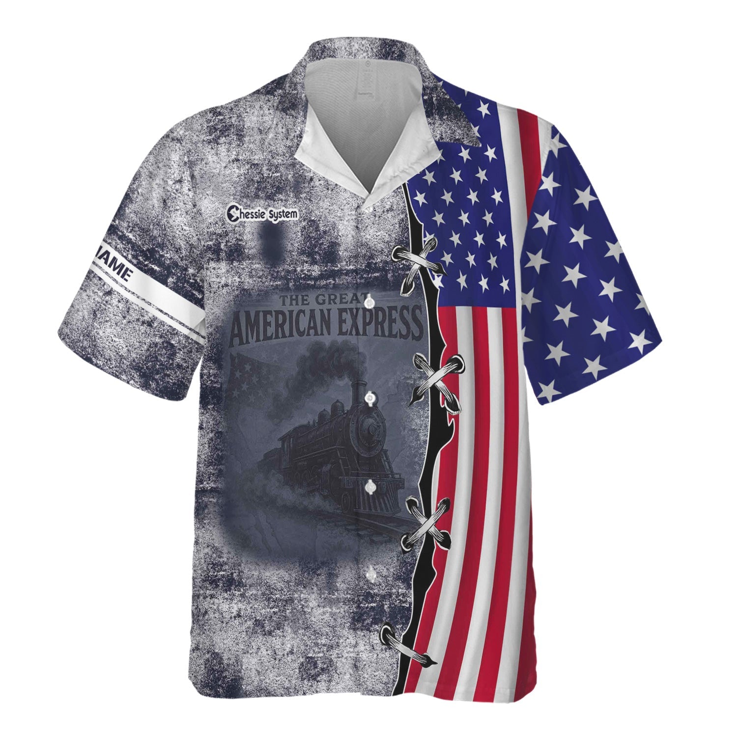 Railspirit Personalized Chessie System Railroad Hawaiian Shirt Retro American Express Train With USA Flag Shirt