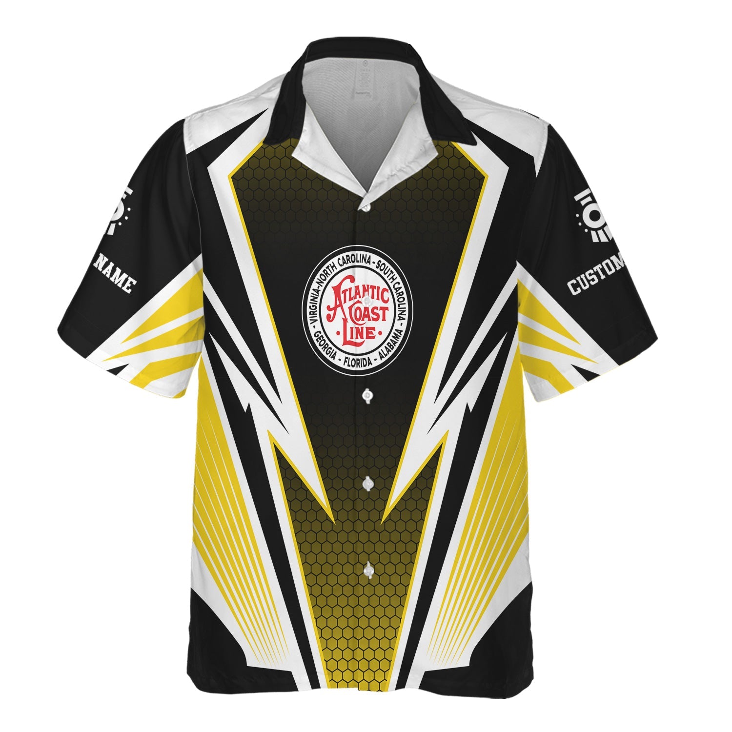 Railspirit Personalized Atlantic Coast Line Railroad Hawaiian Shirt Lightning Graphic Style Shirt Gift Idea For Train Lover