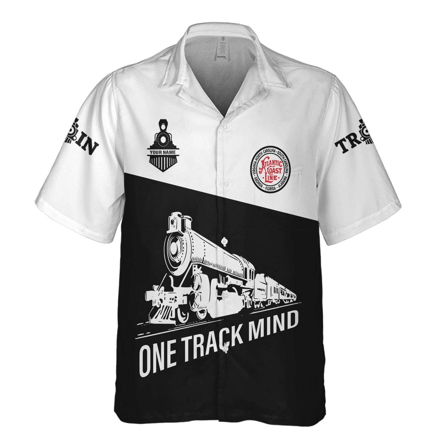 Railspirit Personalized Atlantic Coast Line Railroad Hawaiian Shirt One Track Mind Unisex Train Shirt Gift Idea For Train Lover