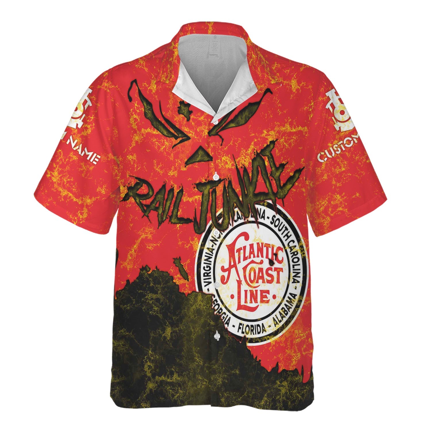 Railspirit Personalized Atlantic Coast Line Railroad Hawaiian Shirt Torn Graphic Style Train Shirt For Rail Junkie