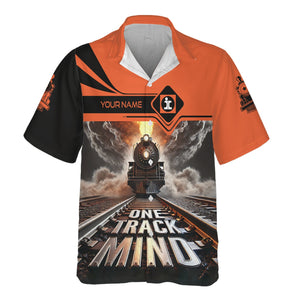 Railspirit Personalized Illinois Central Railroad Hawaiian Shirt One Track Mind Train Printed Shirt