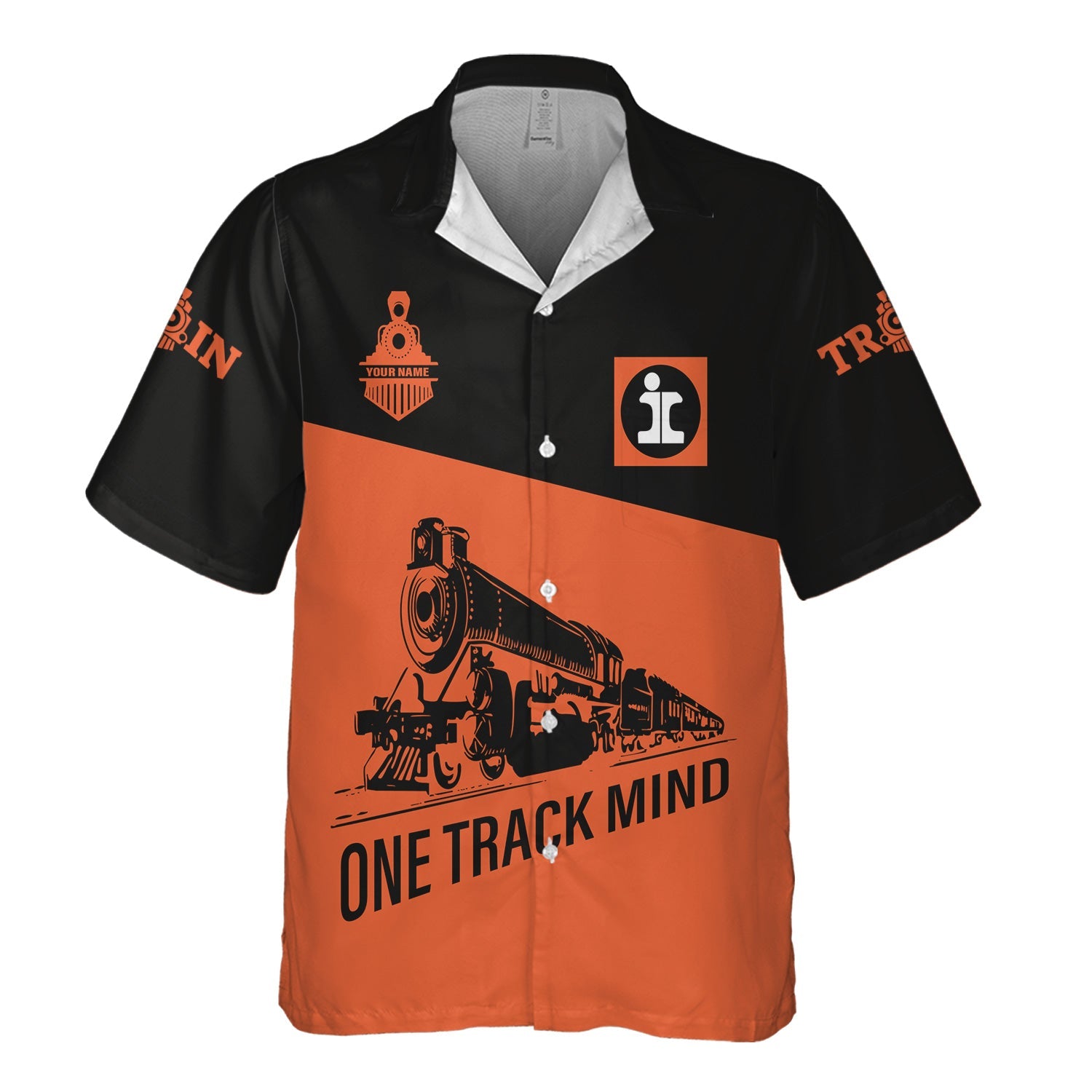 Railspirit Personalized Illinois Central Railroad Hawaiian Shirt One Track Mind Unisex Train Shirt Gift Idea For Train Lover