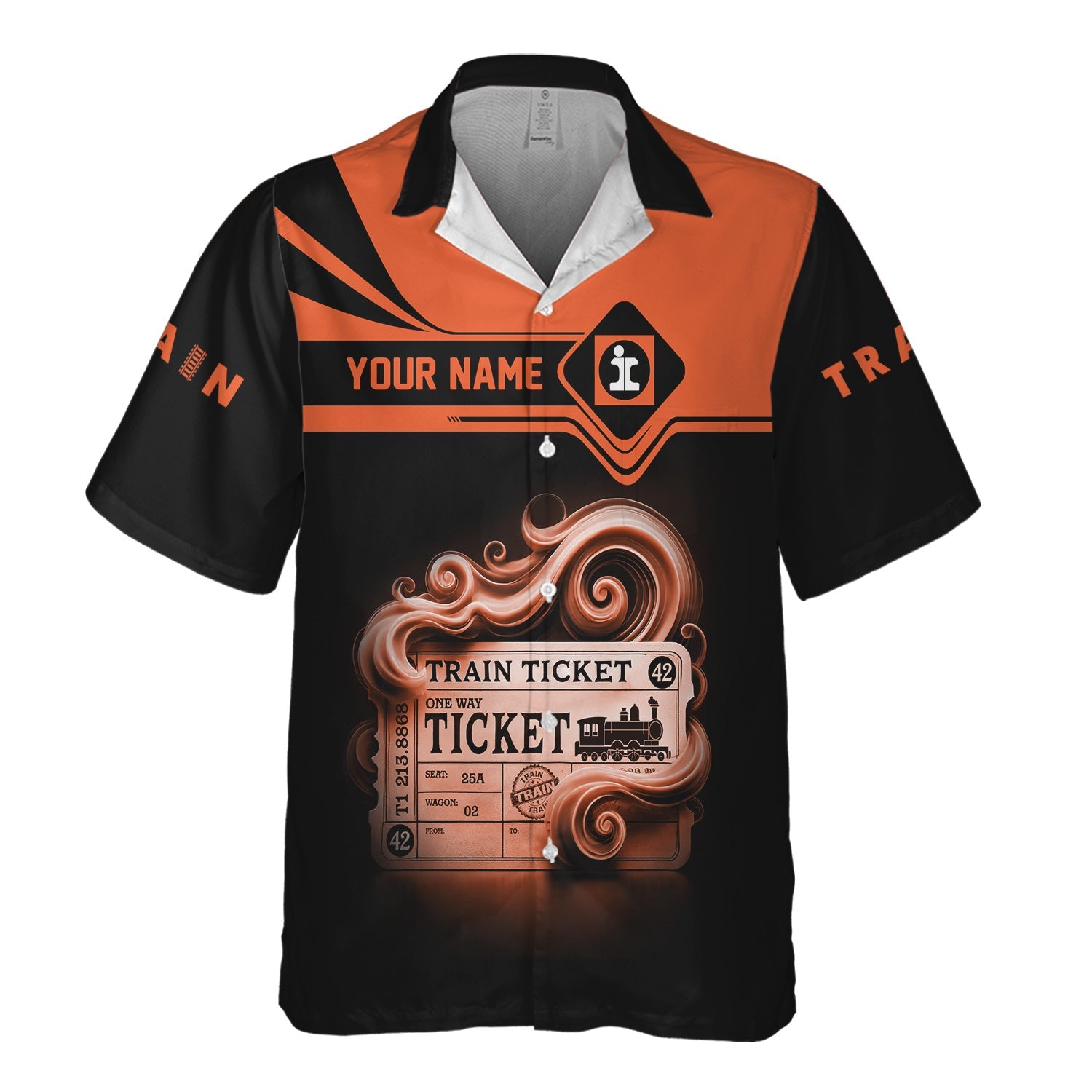 Railspirit Personalized Illinois Central Railroad Hawaiian Shirt Train Ticket  American Locomotive Printed Train