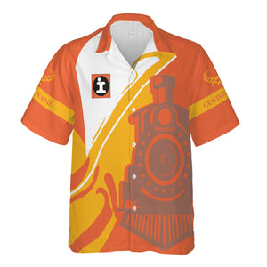 Railspirit Personalized Illinois Central Railroad Hawaiian Shirt Flame-Inspired Style Shirt Gift Idea For Train Lovers