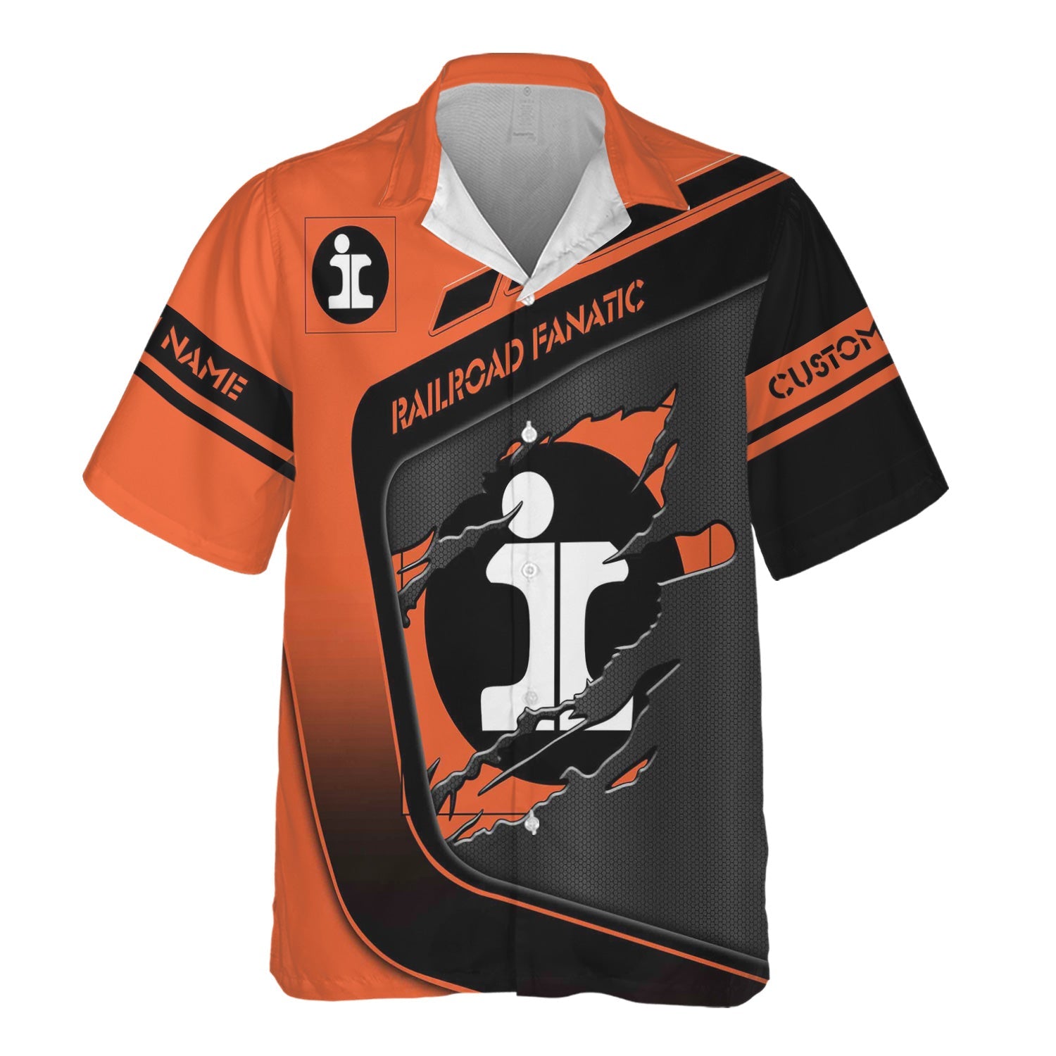 Railspirit Personalized Illinois Central Railroad Hawaiian Shirt Ripped Texture Style Train Shirt For Railroad Fanatic