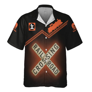 Railspirit Personalized Illinois Central Railroad Hawaiian Shirt Railroad Crossing Printed Train Track Shirt