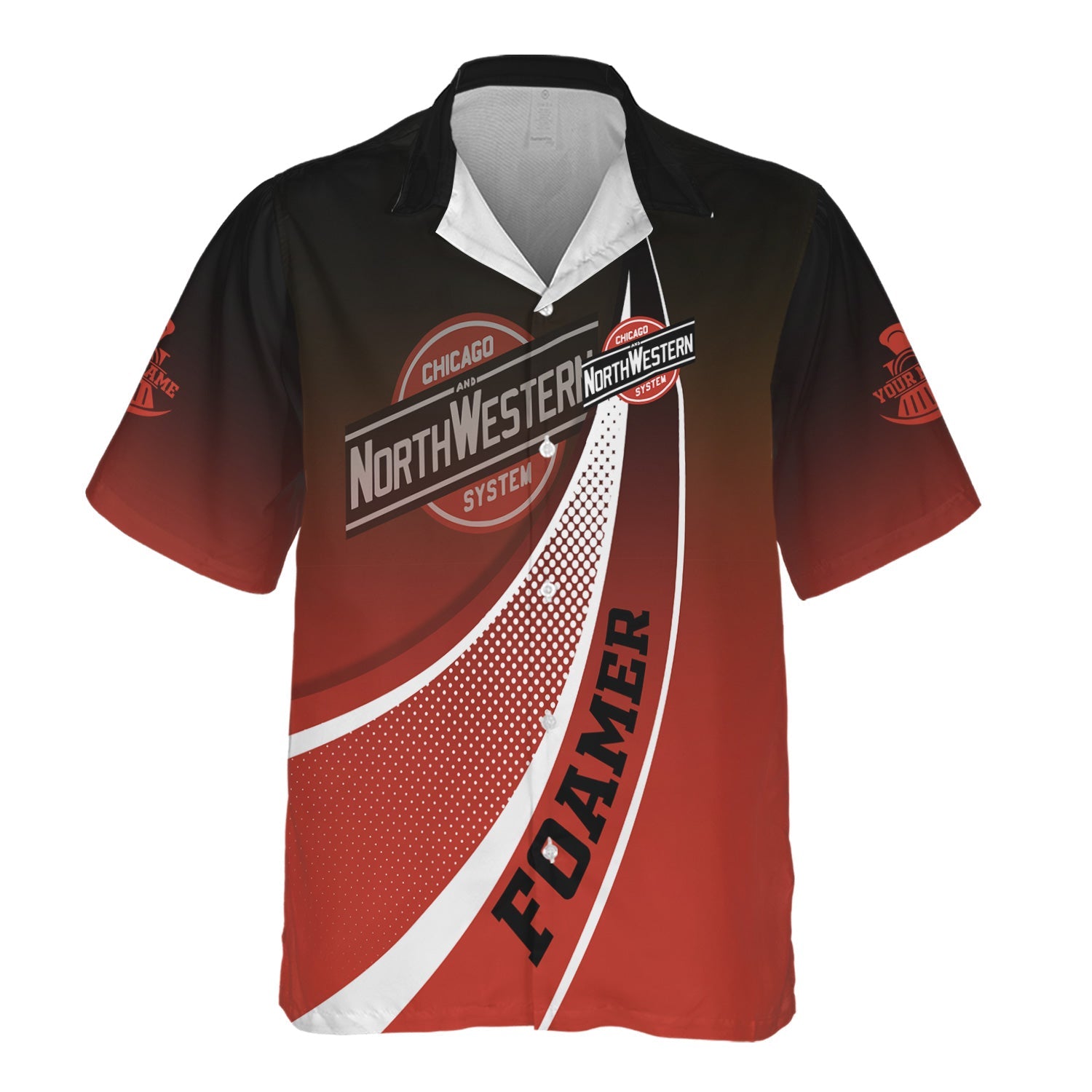 Railspirit Personalized Chicago and North Western Railway Hawaiian Shirt Railway-Themed Style Shirt Gift Idea For Trainspotter