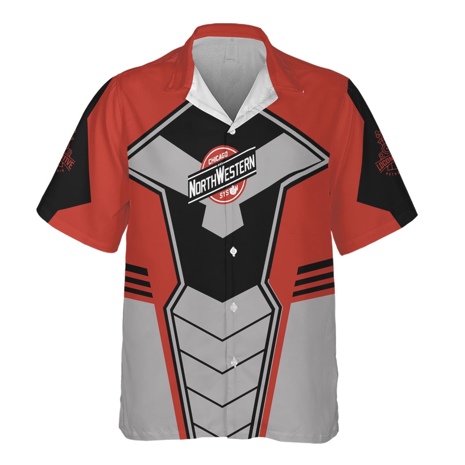 Railspirit Personalized Chicago and North Western Railway Hawaiian Shirt Engine-Inspired Style Train Shirt for Railroad Fanatic