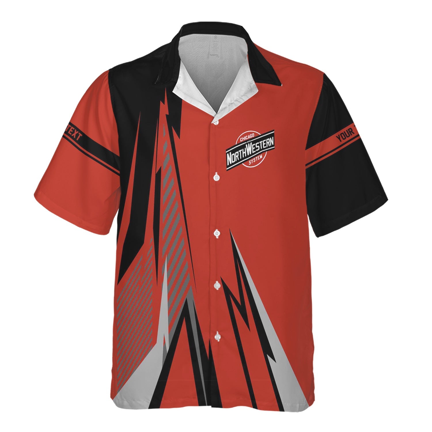 Railspirit Personalized Chicago and North Western Railway Hawaiian Shirt Lightning-Inspired Railway Style Shirt For Train Lovers