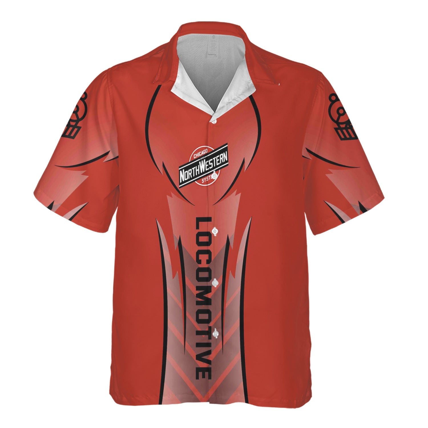 Railspirit Personalized Chicago and North Western Railway Hawaiian Shirt Striking Line Style Train Shirt For Locomotive Lovers