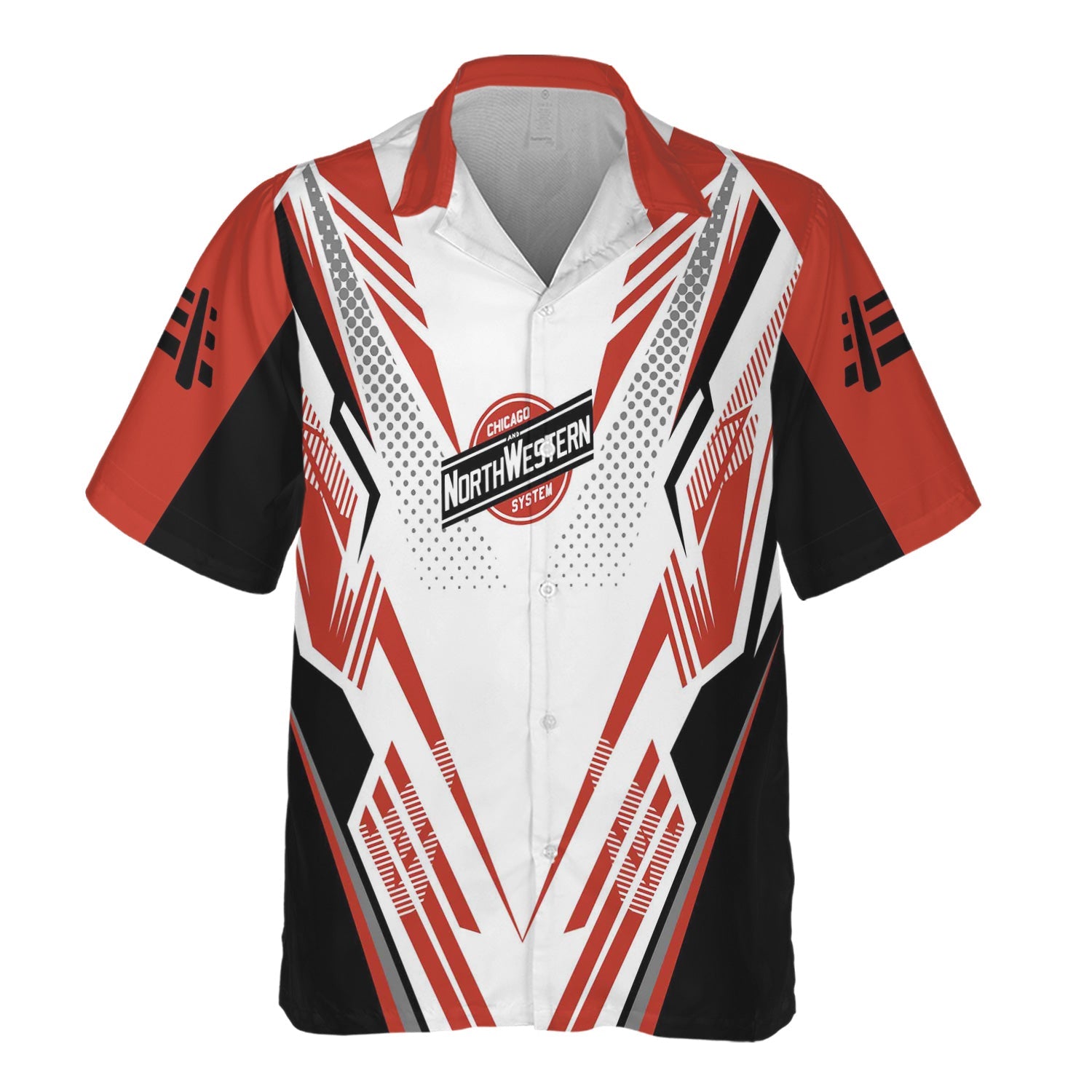 Railspirit Personalized Chicago and North Western Railway Hawaiian Shirt Railroad Tribute Design Train Shirt for Train Lovers