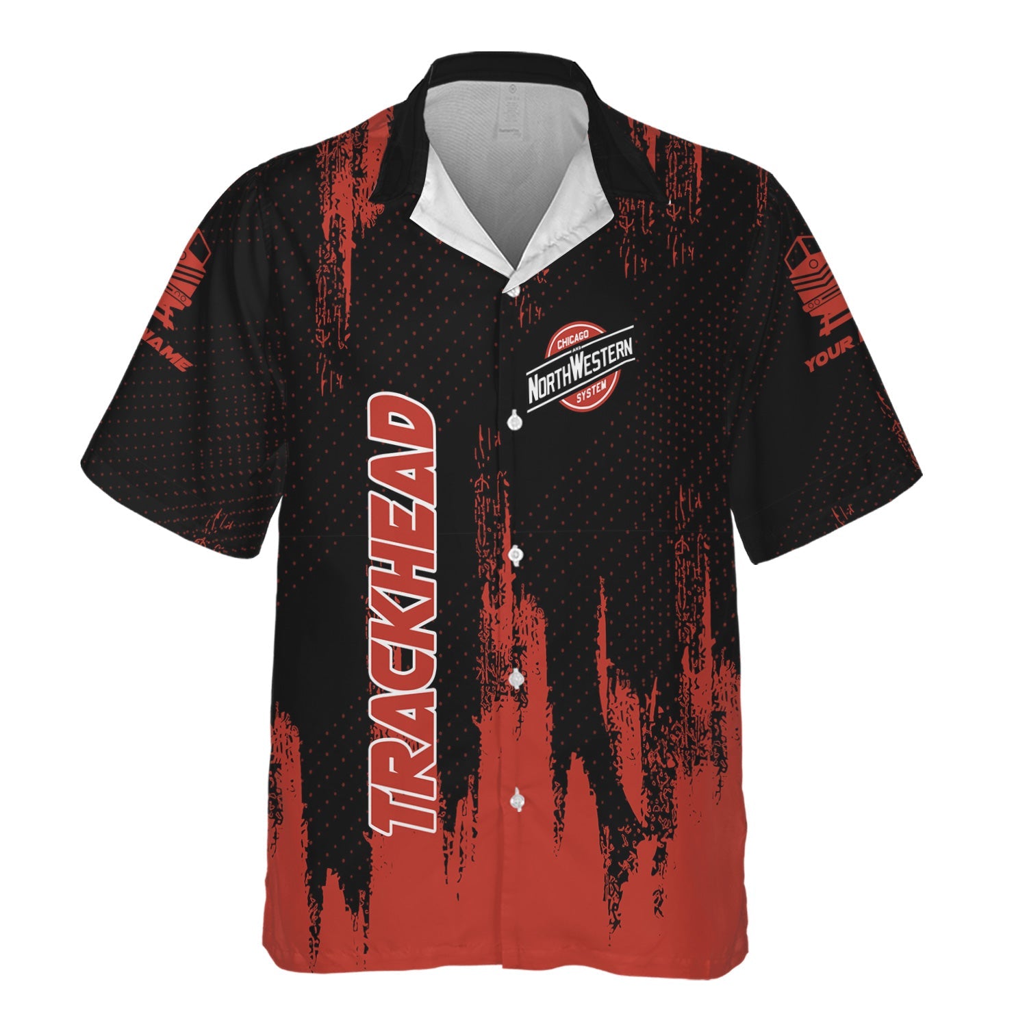 Railspirit Personalized Chicago and North Western Railway Hawaiian Shirt Paint Impact Design Train Shirt for Trackhead