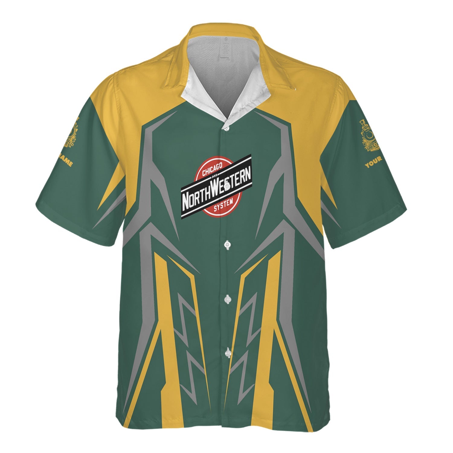 Railspirit Personalized Chicago and North Western Railway Hawaiian Shirt Futuristic Design with Custom Job Train Shirt