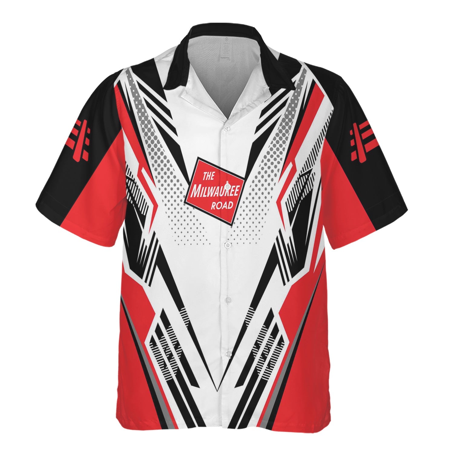 Railspirit Personalized Chicago, Milwaukee, St. Paul and Pacific Railroad Hawaiian Shirt Railroad Tribute Design Milwaukee Road Train Shirt