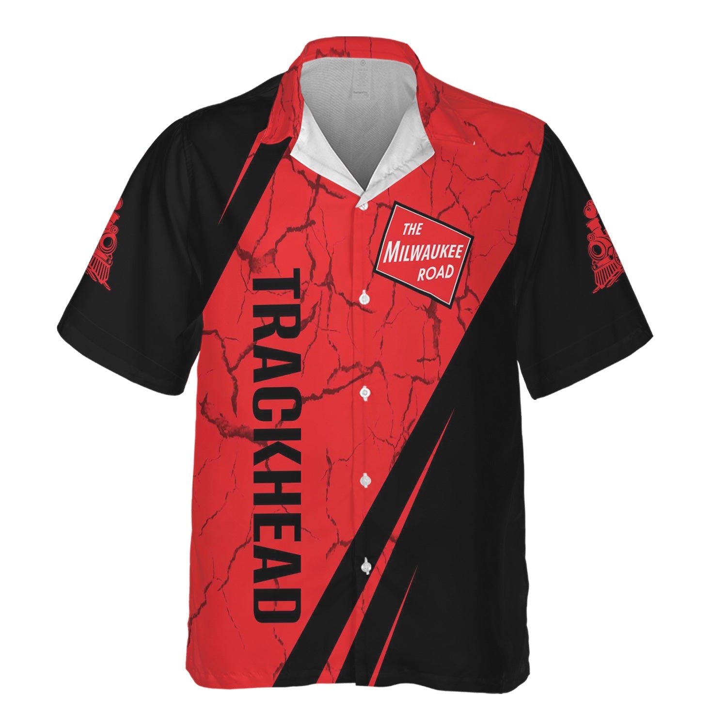 Railspirit Personalized Chicago, Milwaukee, St. Paul and Pacific Railroad Hawaiian Shirt Crackle Texture Style Milwaukee Road Shirt For Trackhead