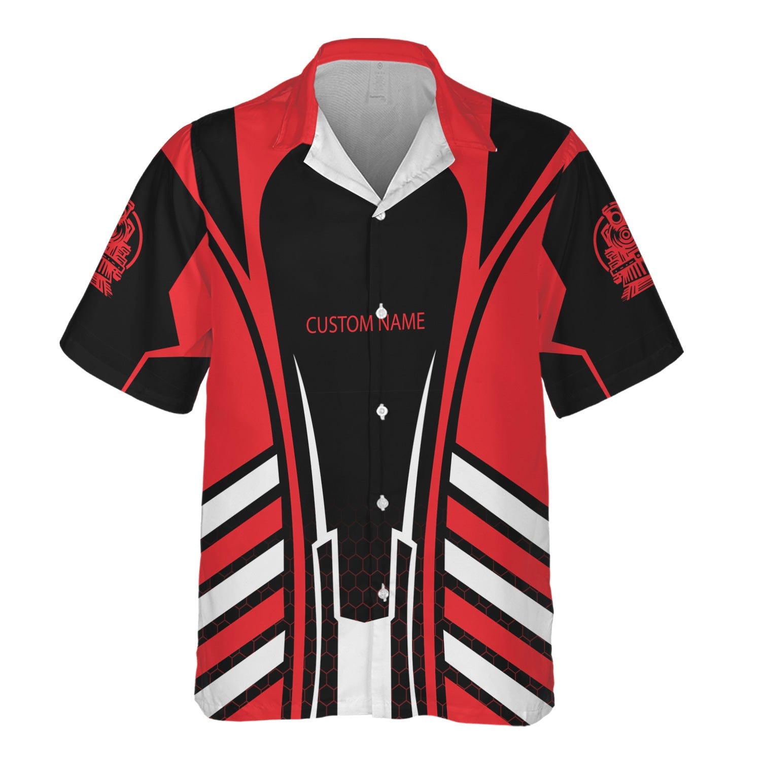 Railspirit Personalized Chicago, Milwaukee, St. Paul and Pacific Railroad Hawaiian Shirt Striped Railroad Style Milwaukee Road Train Shirt