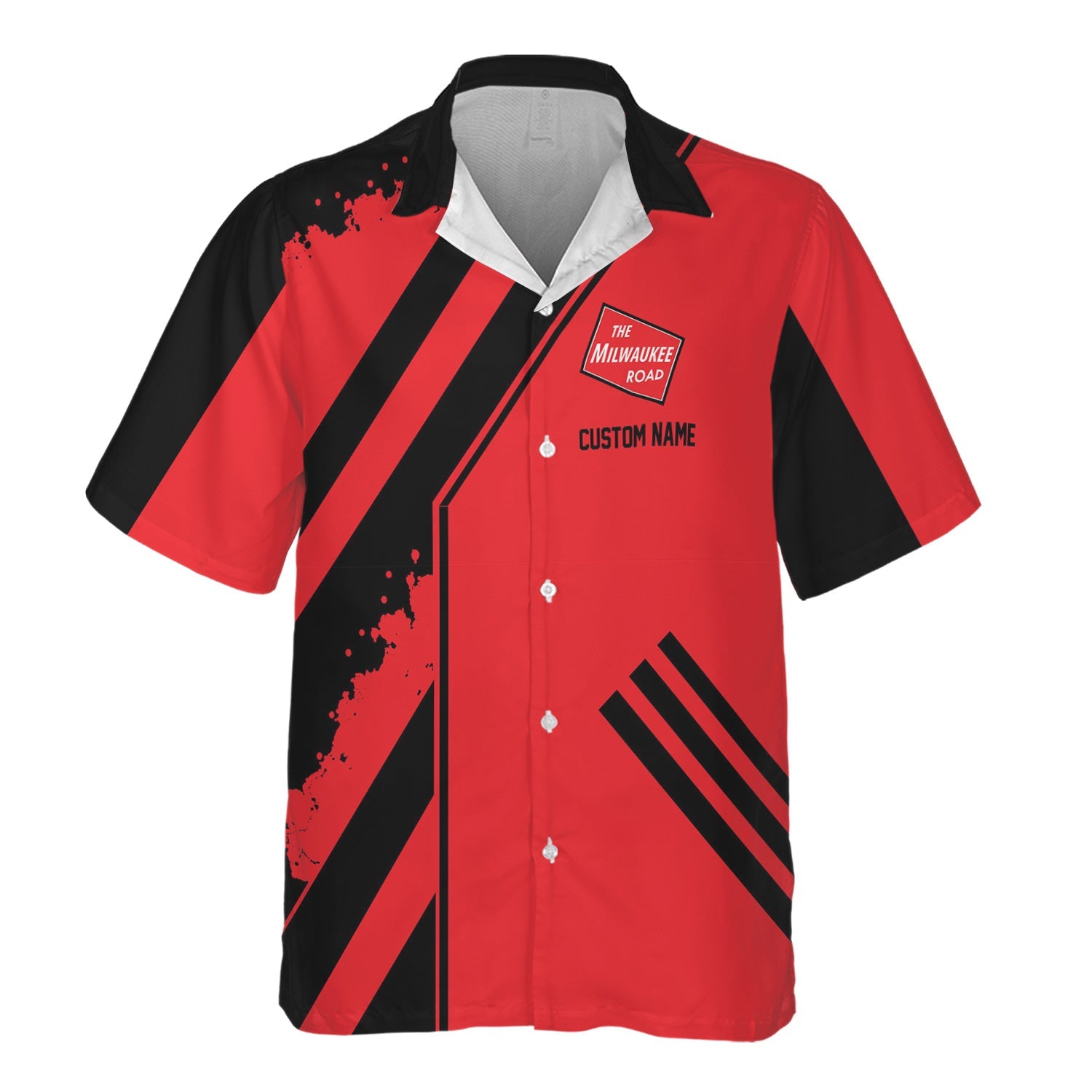 Railspirit Personalized Chicago, Milwaukee, St. Paul and Pacific Railroad Hawaiian Shirt Locomotive Design Milwaukee Road Train Shirt