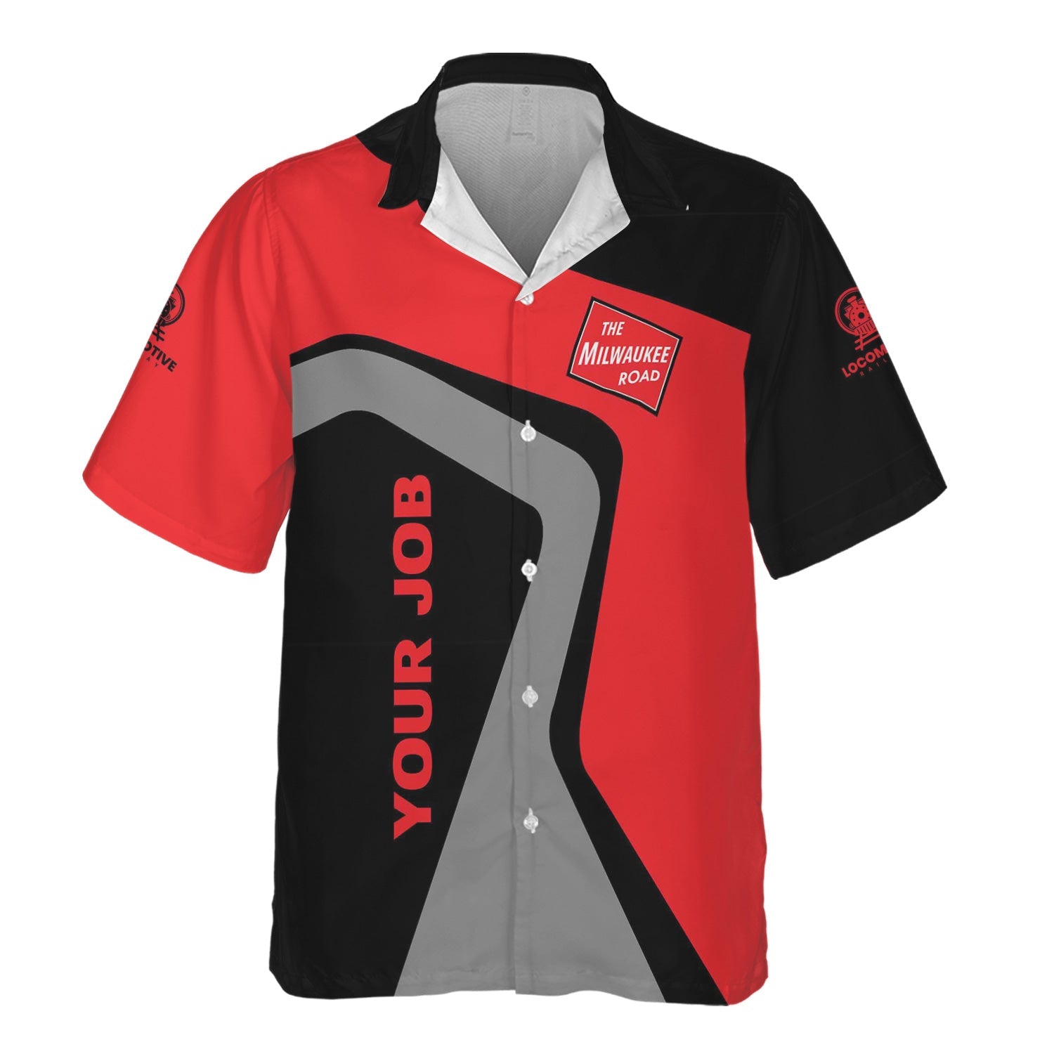 Railspirit Personalized Chicago, Milwaukee, St. Paul and Pacific Railroad Hawaiian Shirt Unique Design with Custom Job Milwaukee Road Train Shirt