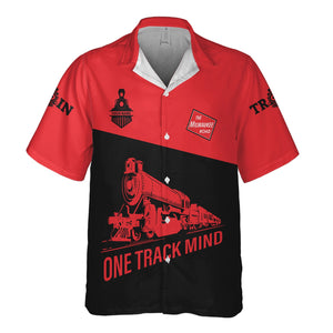 Railspirit Personalized Chicago, Milwaukee, St. Paul and Pacific Railroad Hawaiian Shirt One Track Mind Unisex Train Shirt Gift Idea For Train Lover