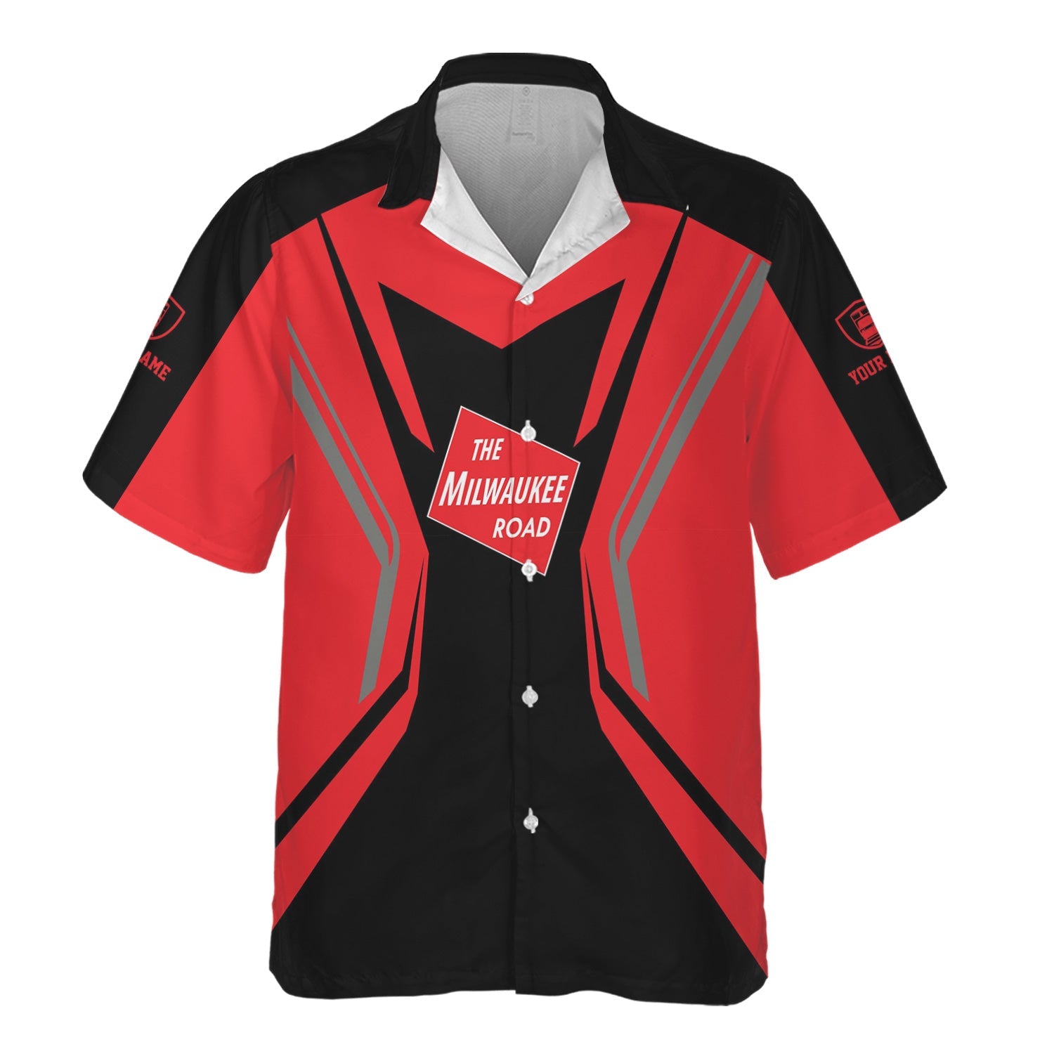 Railspirit Personalized Chicago, Milwaukee, St. Paul and Pacific Railroad Hawaiian Shirt Unique Style with Custom Job Milwaukee Road Train Shirt