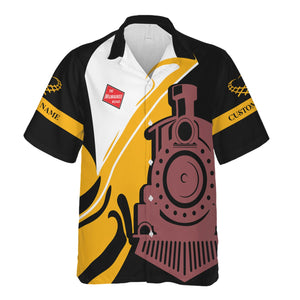 Railspirit Personalized Chicago, Milwaukee, St. Paul and Pacific Railroad Hawaiian Shirt Flame-Inspired Style Milwaukee Road Shirt