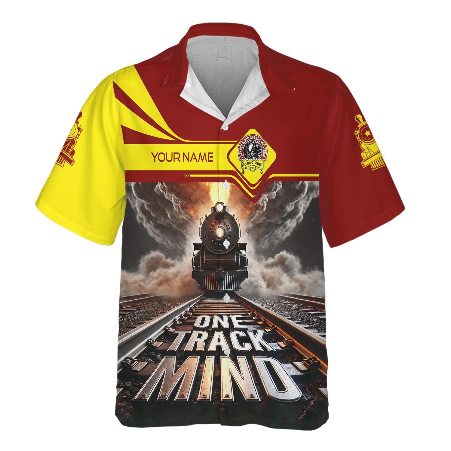 Railspirit Personalized Denver and Rio Grande Western Railroad Hawaiian Shirt One Track Mind Train Printed Shirt