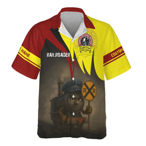 Railspirit Personalized Denver and Rio Grande Western Railroad Hawaiian Shirt Angry Train Hawaiian Shirt Gift Idea For Train Lover