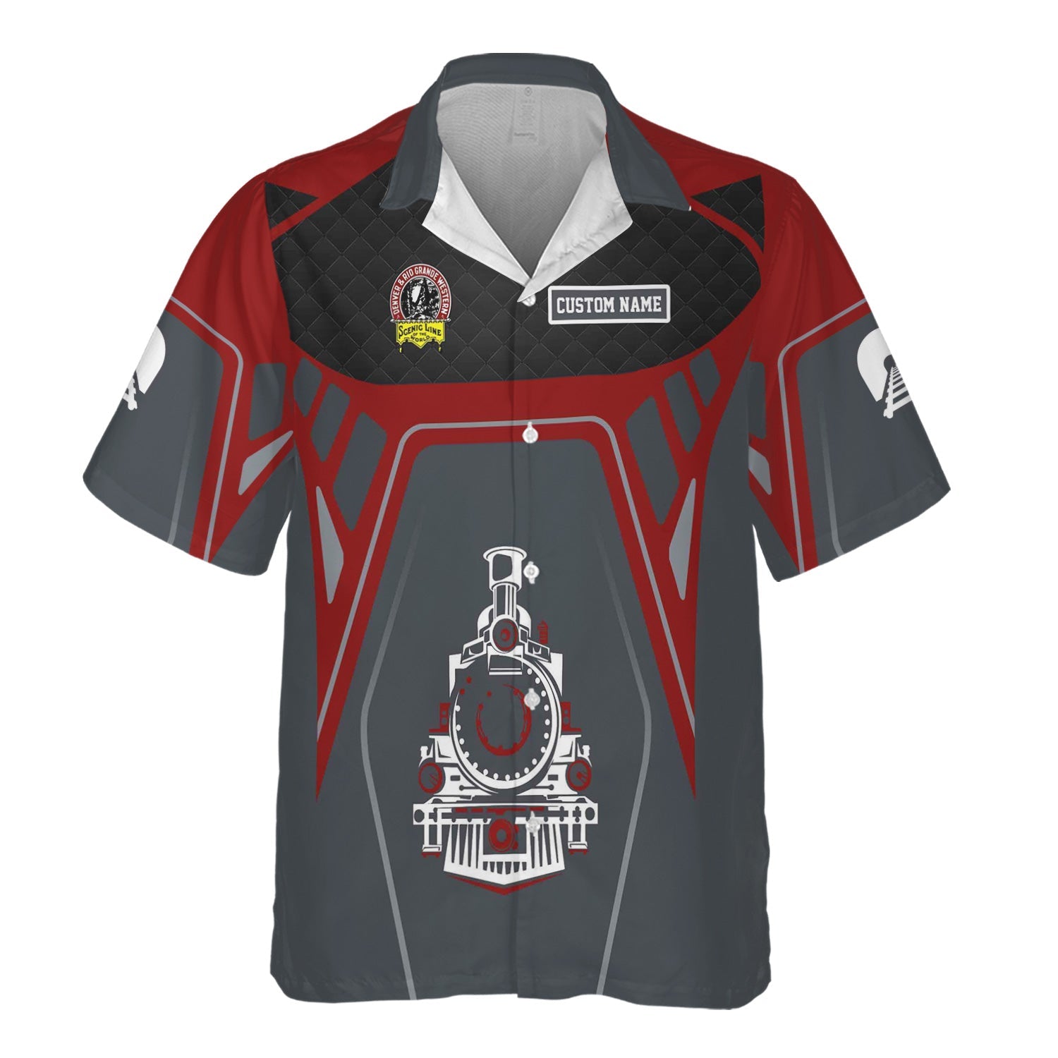 Railspirit Personalized Denver and Rio Grande Western Railroad Hawaiian Shirt Steam Locomotive Engine Graphic Train Shirt All Over Print