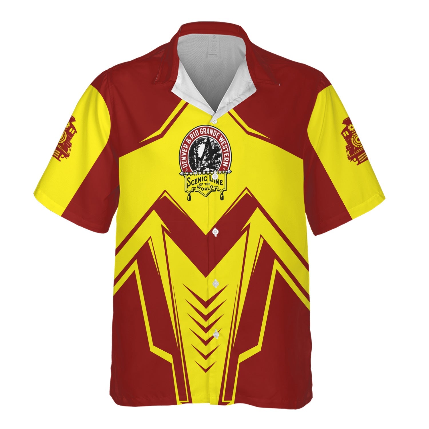 Railspirit Personalized Denver and Rio Grande Western Railroad Hawaiian Shirt Railway Trainspotter Style Shirt Gift Idea For Foamers