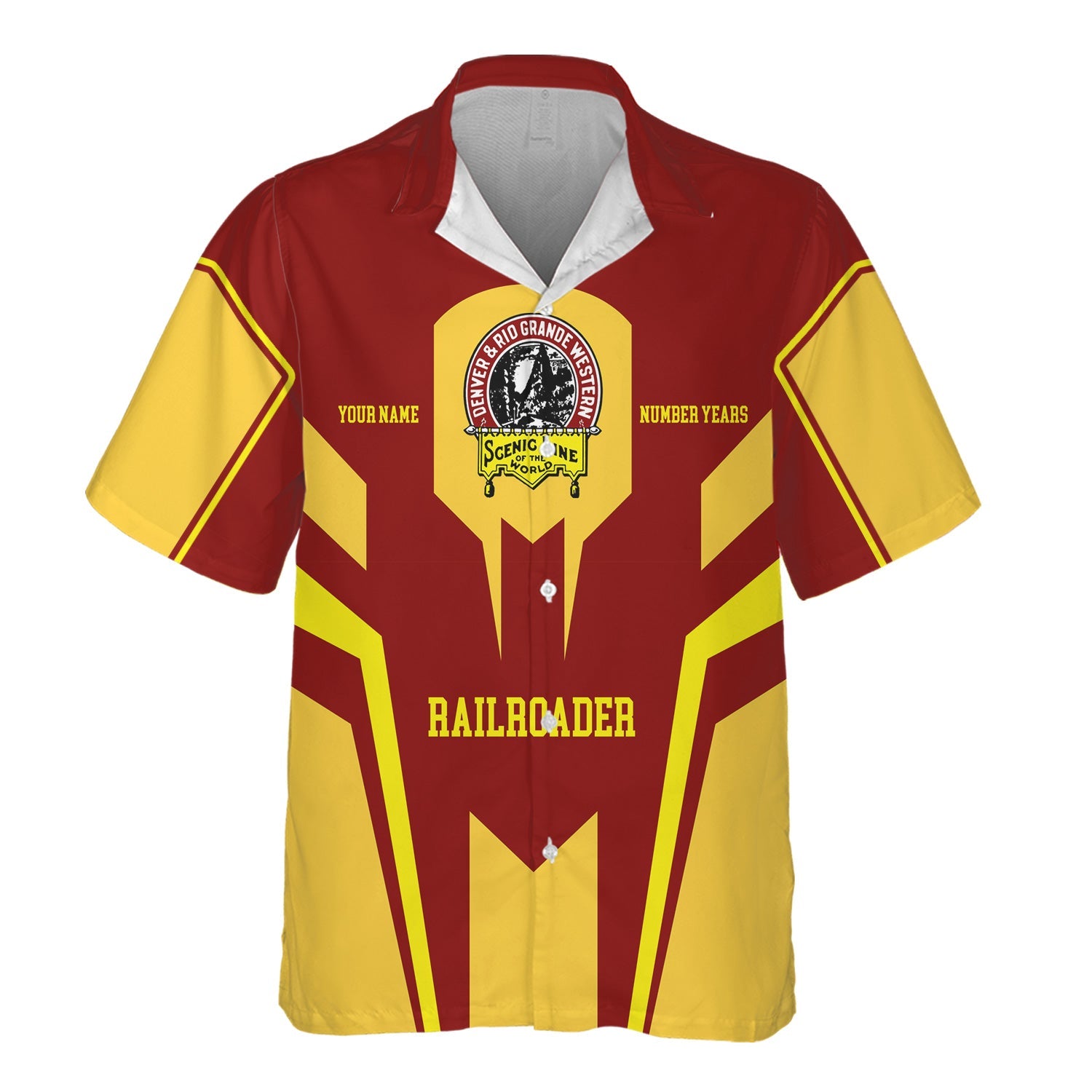 Railspirit Personalized Denver and Rio Grande Western Railroad Hawaiian Shirt Custom Year Railroader Shirt Gift Idea For Train Lover