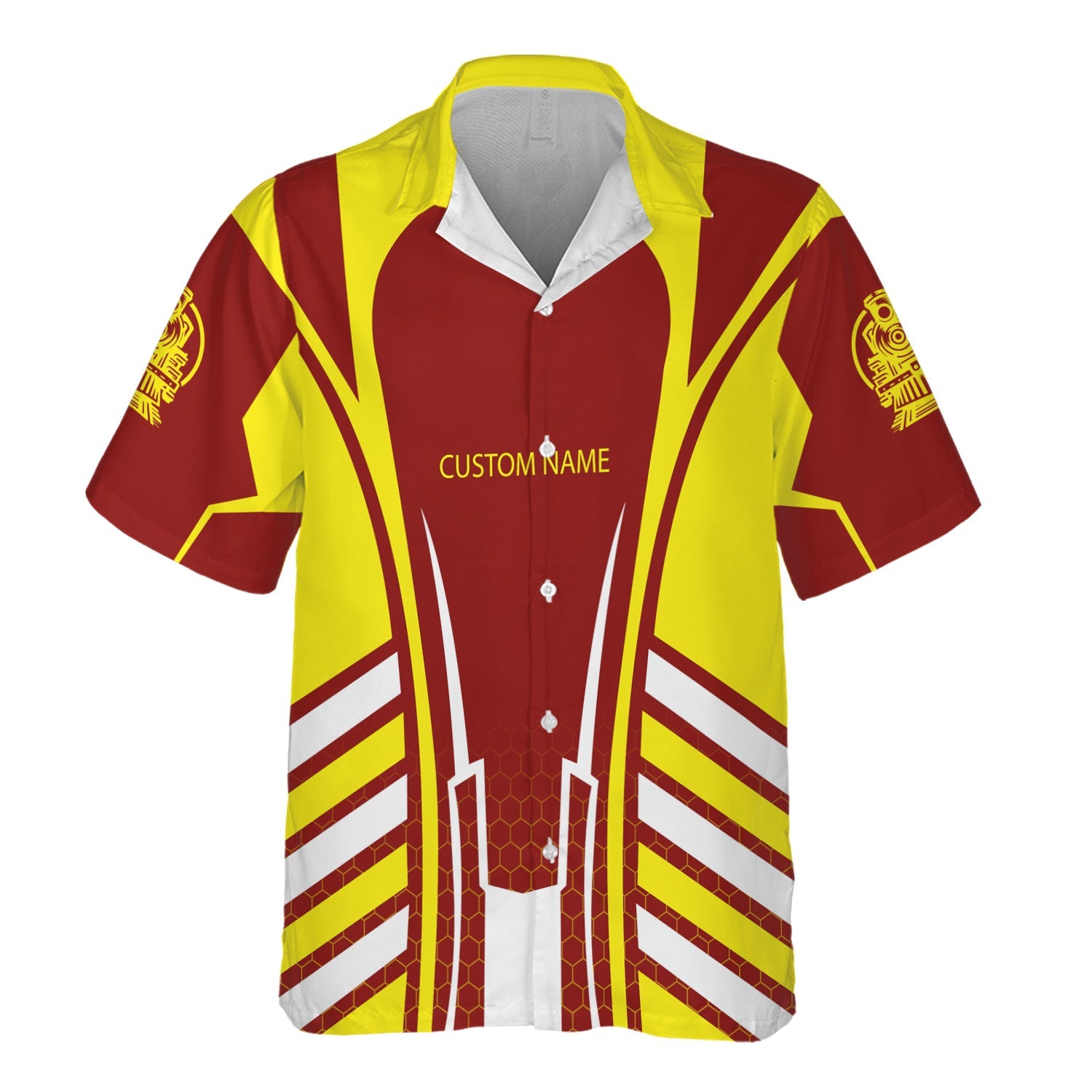 Railspirit Personalized Denver and Rio Grande Western Railroad Hawaiian Shirt Striped Railroad Style Train Shirt All Over Print